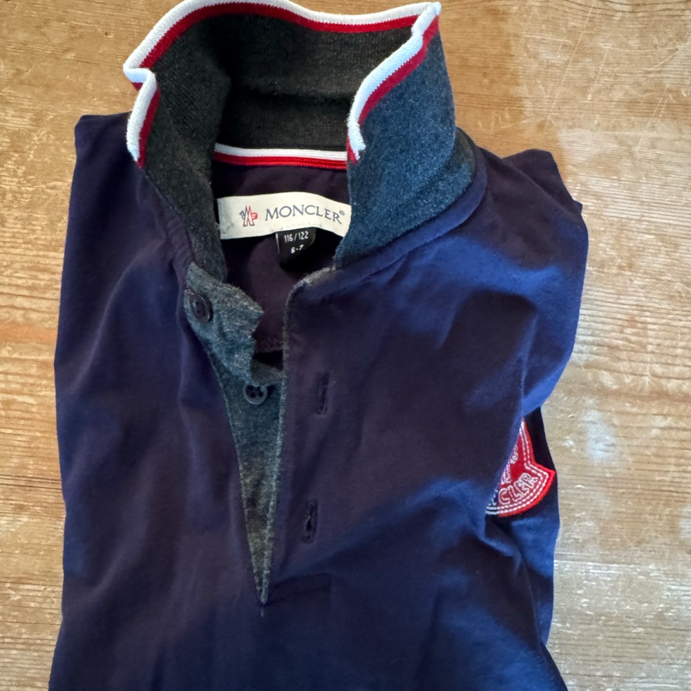 Moncler Navy and Gray Polo Shirt - boys 6/7